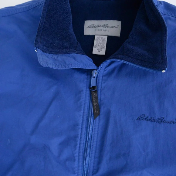 Vintage 90'S Eddie Bauer Blue 100% Nylon Fleece Lined Zip Up Jacket Size Medium - Picture 12 of 14